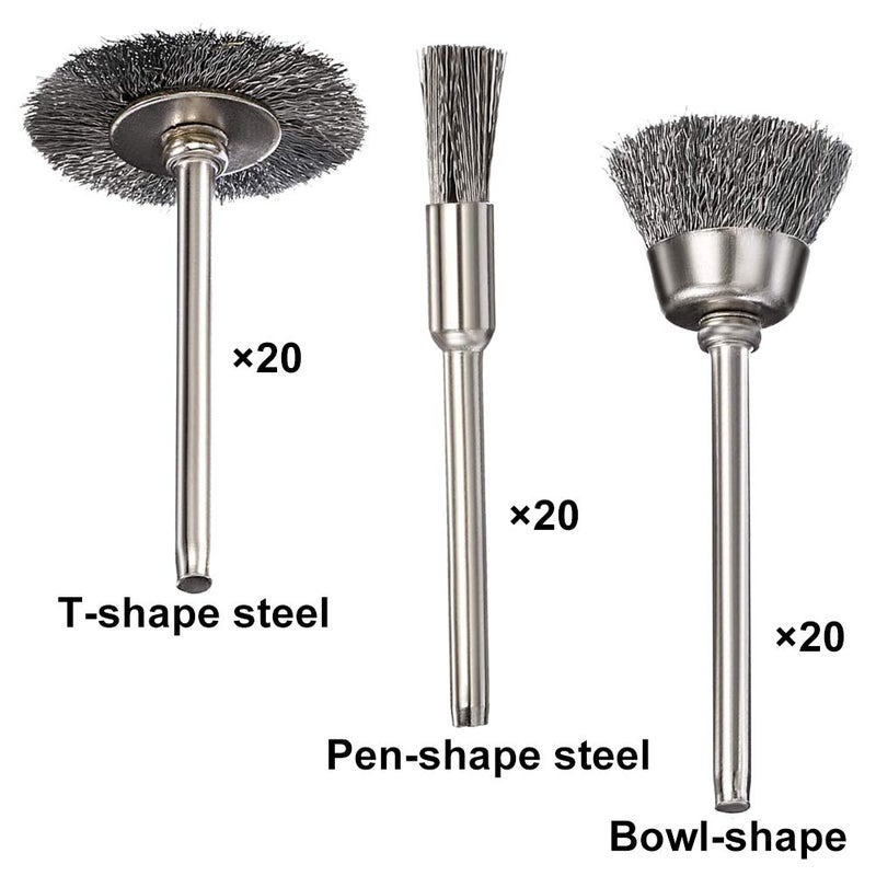 Vankcp 60 Pieces Wire Cup Brush Set,Vankcp Power Rotary Tool Buffing Wheels Small Wire Brushes Set for Drill Grinder Rotary Tools - Image 3
